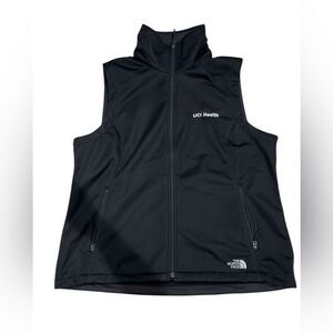 The North Face Windwall Black Full Zip Vest women XXL Embroidered